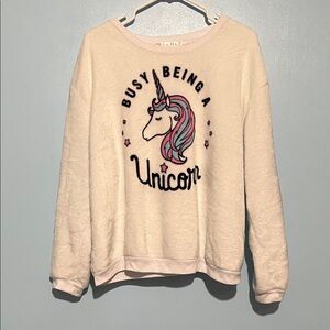 Sweatshirt with Unicorn Design XXL white Wound Up soft fuzzy pullover